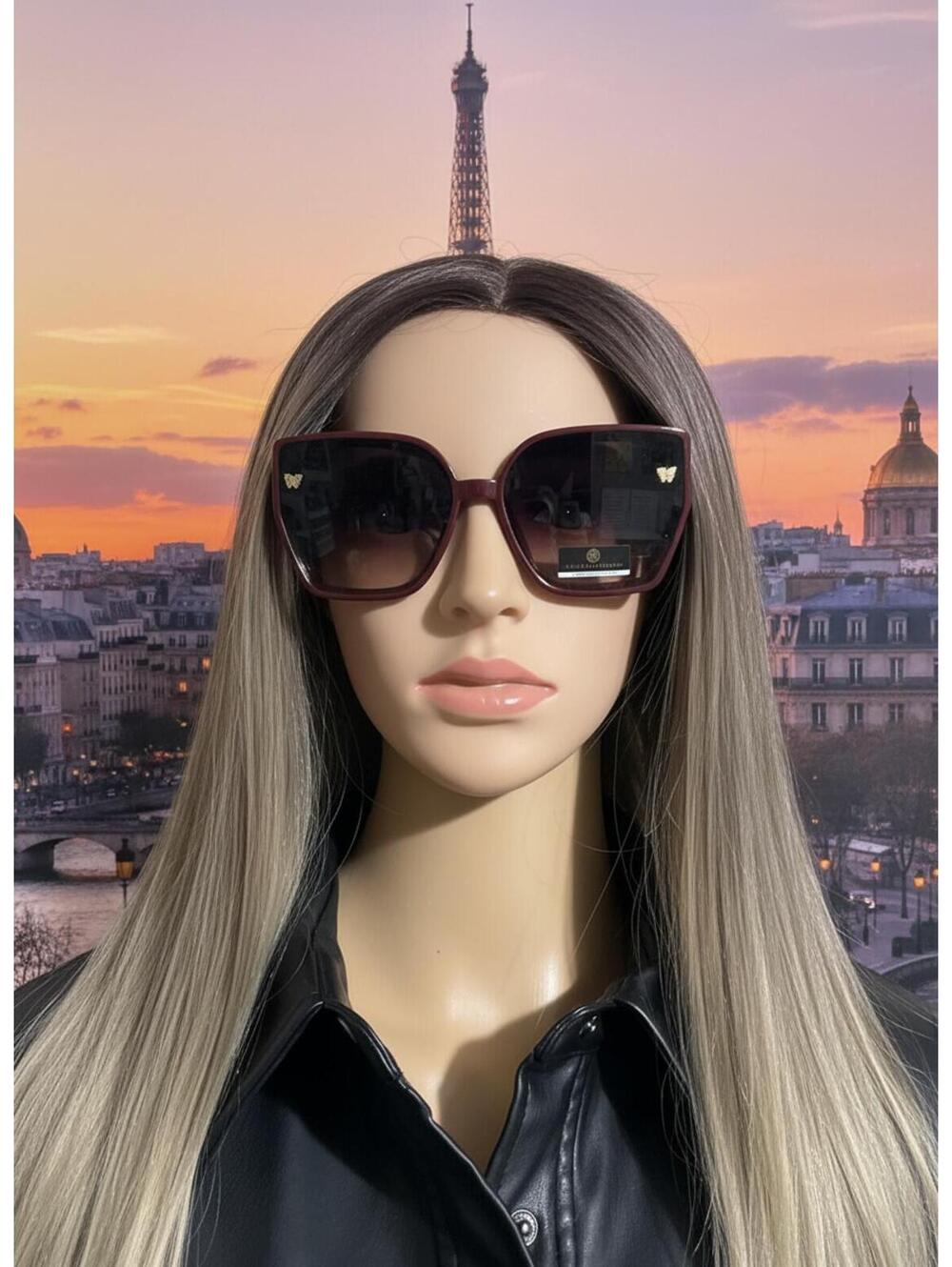 Margaret Joesphs Oversized Square Sunglasses with Gold Acc